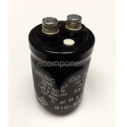 Condensatore Elettrolitico a Vite 2200uF 63V -55 +85°C 36x51mm